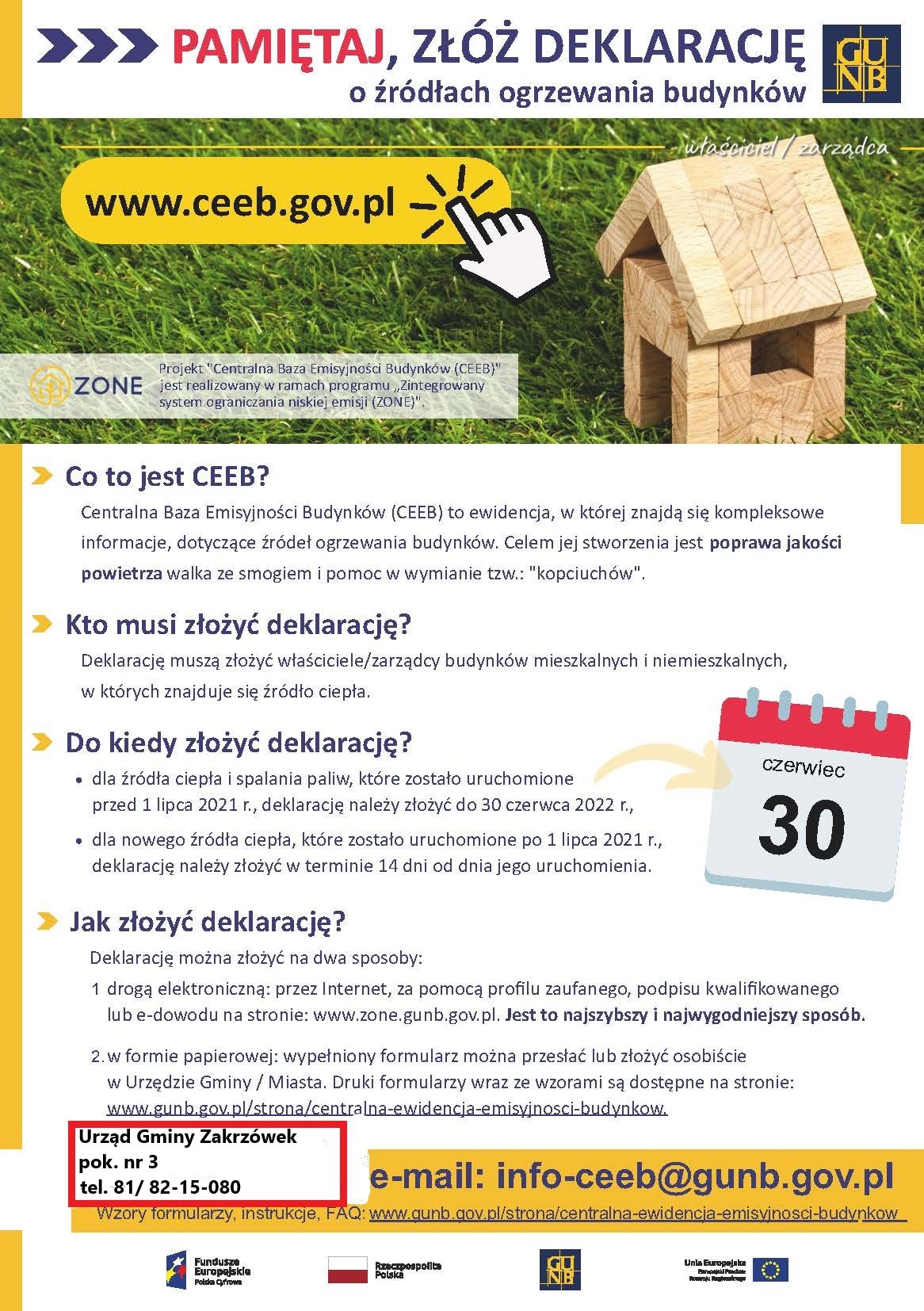 Przypomnienie o obowiązku składania deklaracji do CEEB- 30.06.2022 r.