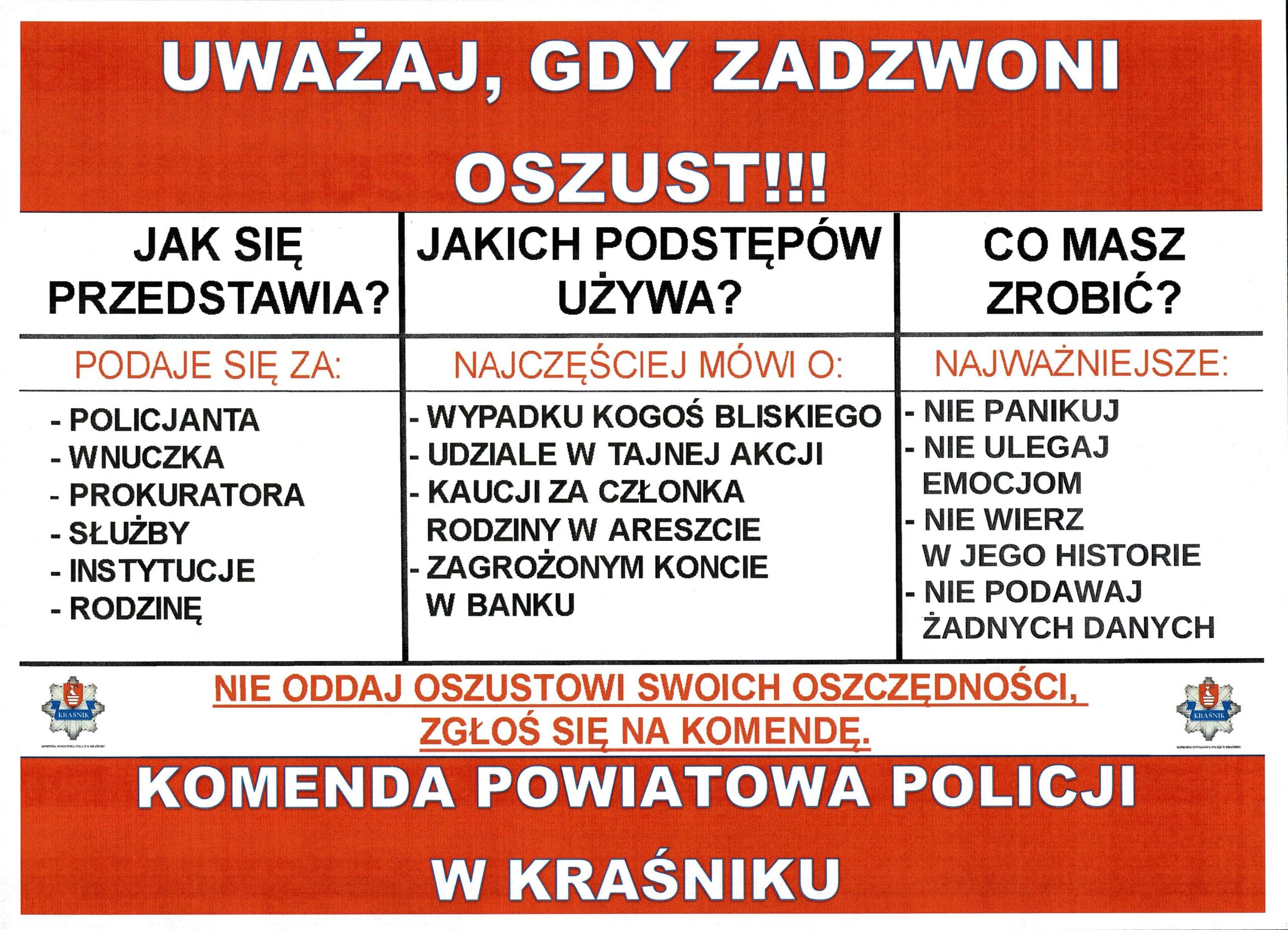 Informacja Komendy Powiatowej Policji w Kraśniku