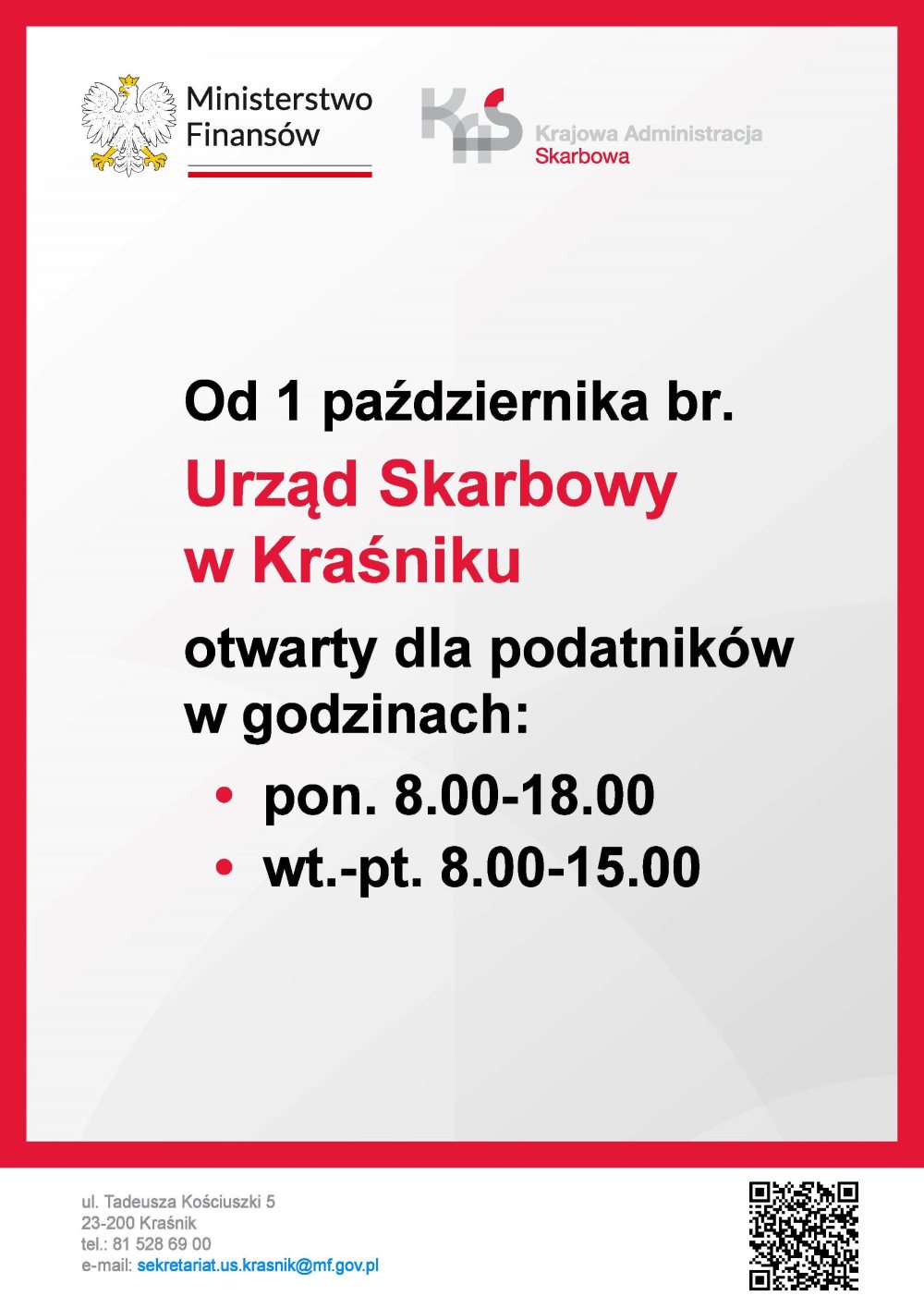 Informacja Urzędu Skarbowego w Kraśniku