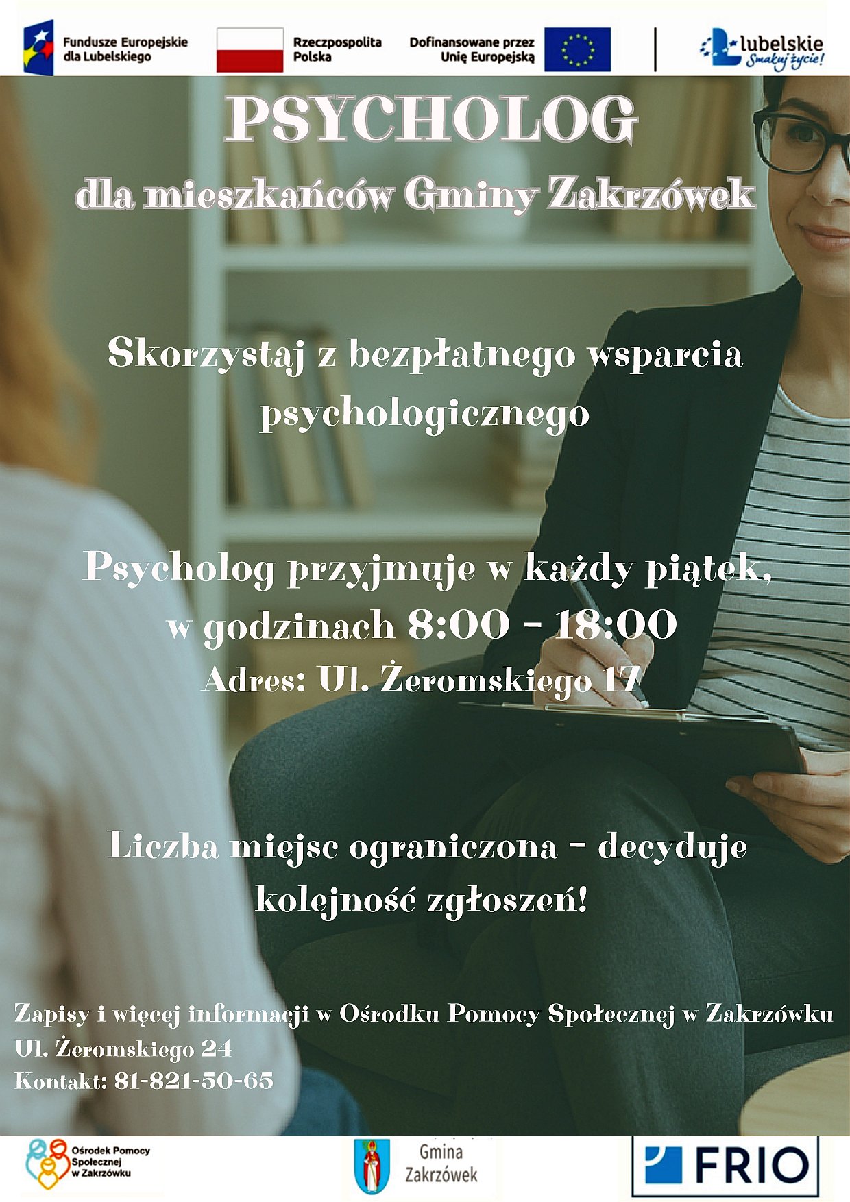 Psycholog dla mieszkańców Gminy Zakrzówek