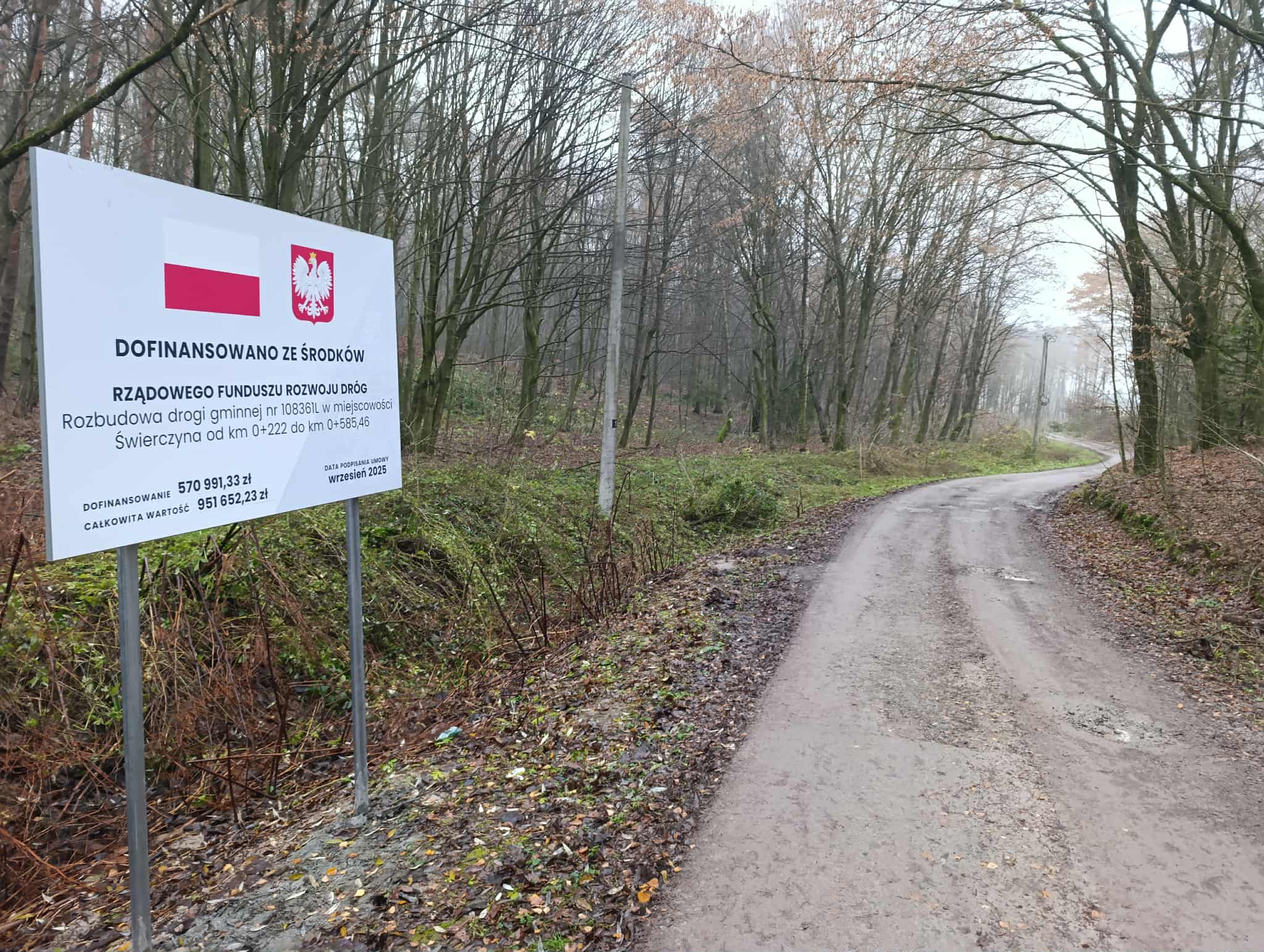 Rozbudowa drogi gminnej nr 108361L w miejscowości Świerczyna od km 0+222 do km 0+585,46