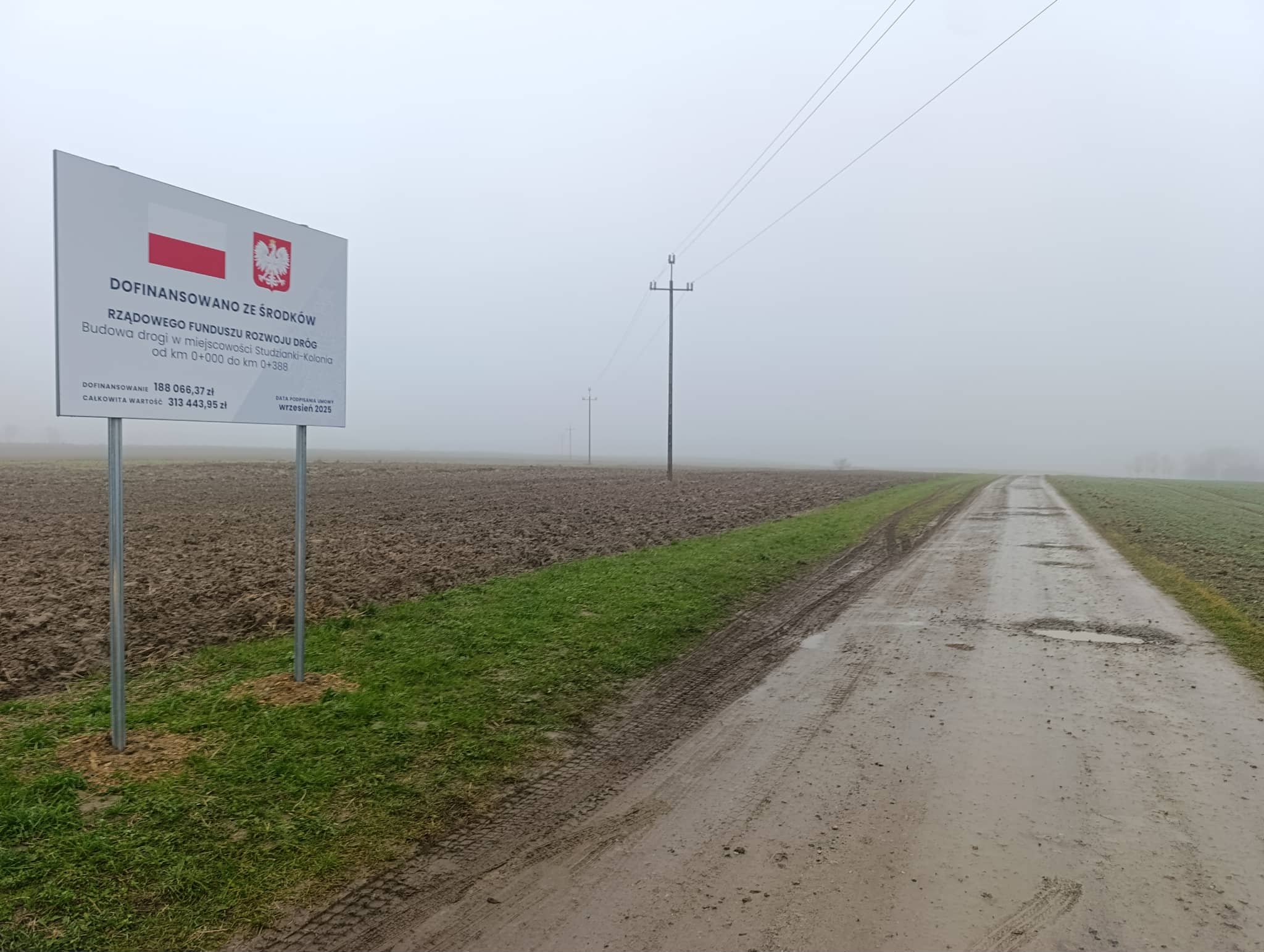 Budowa drogi w miejscowości Studzianki-Kolonia od km 0+000 do km 0+388